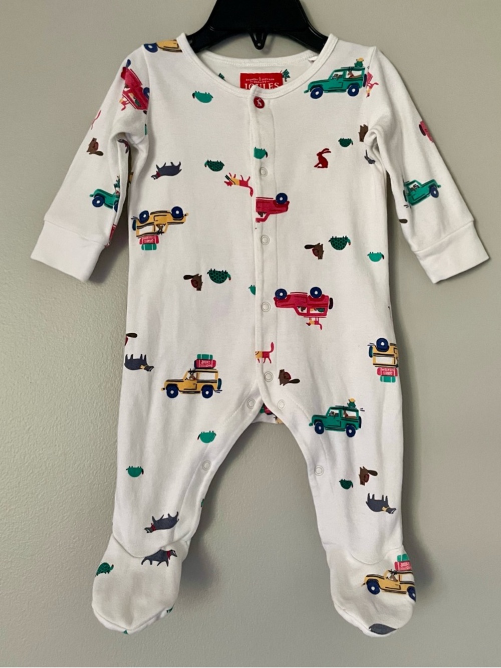 Joules Car Print One Piece Cotton Ziggy Footies